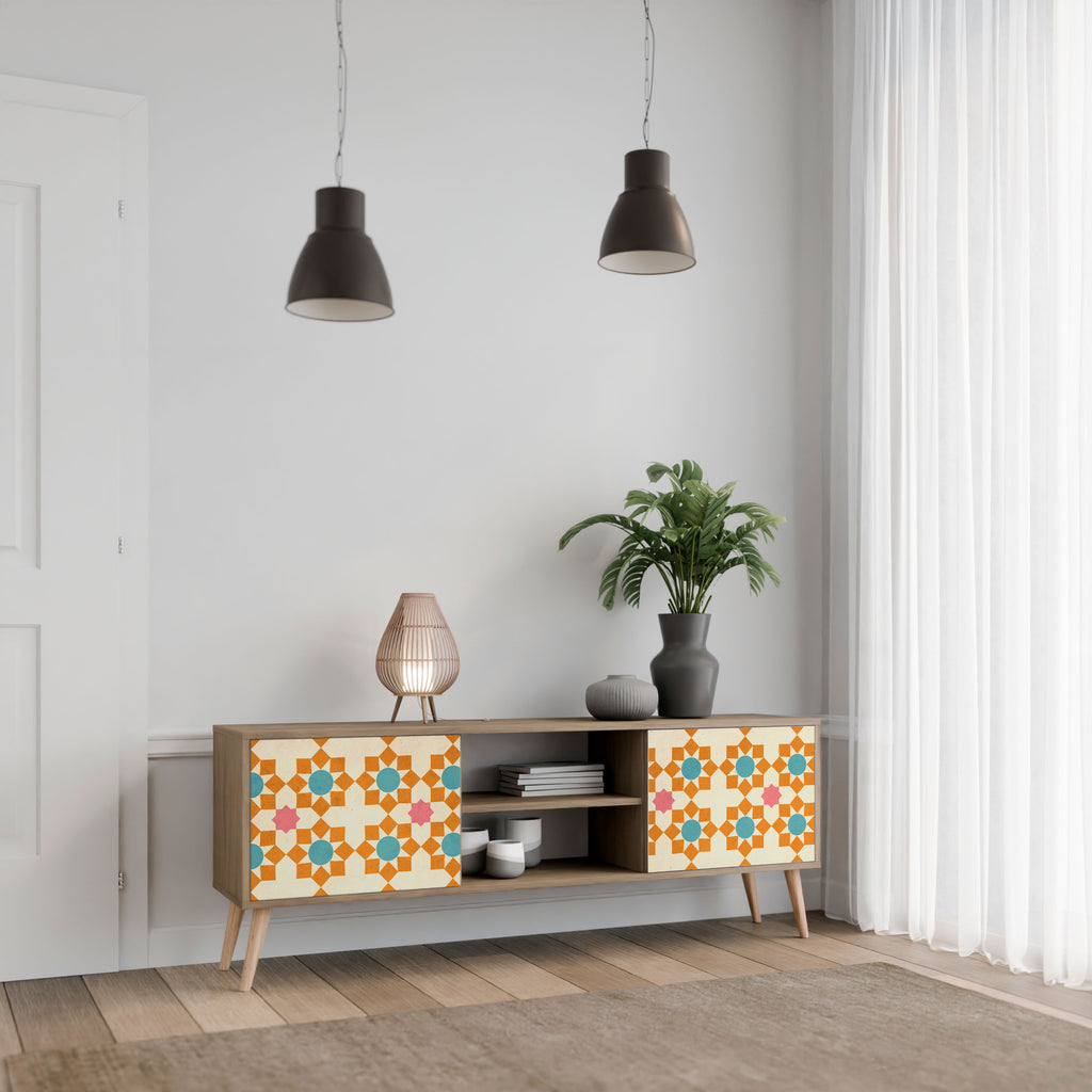 BLOMMAD DECOR 2-dörrars TV-bänk i ekeffekt