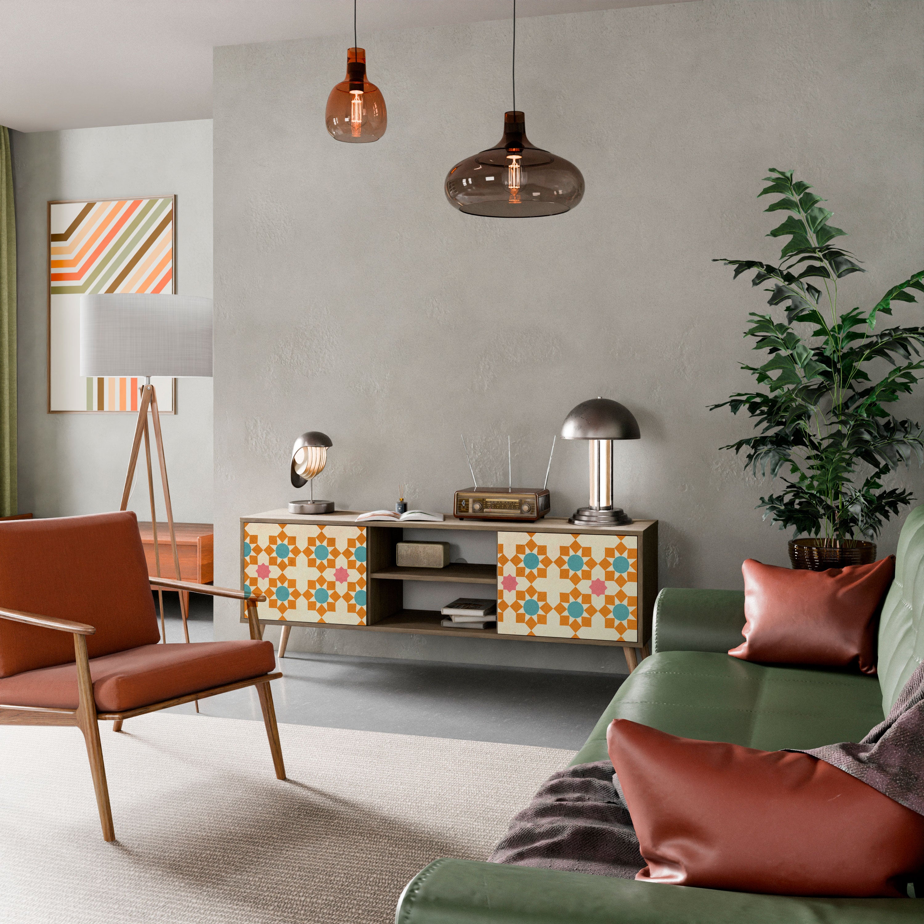 BLOMMAD DECOR 2-dörrars TV-bänk i ekeffekt
