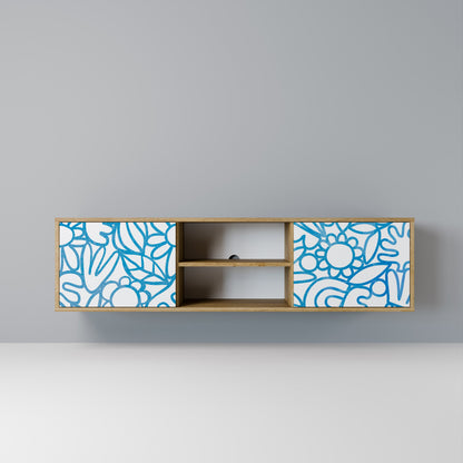 BLOOMY MORNING 2-Door TV Stand in Oak Effect