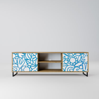 BLOOMY MORNING 2-Door TV Stand in Oak Effect