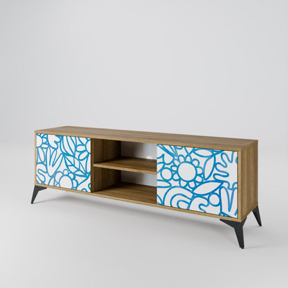 BLOOMY MORNING 2-Door TV Stand in Oak Effect