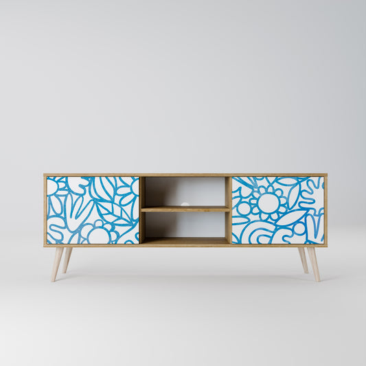 BLOOMY MORNING 2-Door TV Stand in Oak Effect