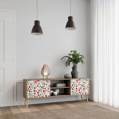FLOWERS AND STRAWBERRIES 2-Door TV Stand in Oak Effect