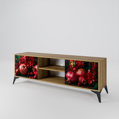 DAHLIAS AND POMEGRANATES 2-Door TV Stand in Oak Effect