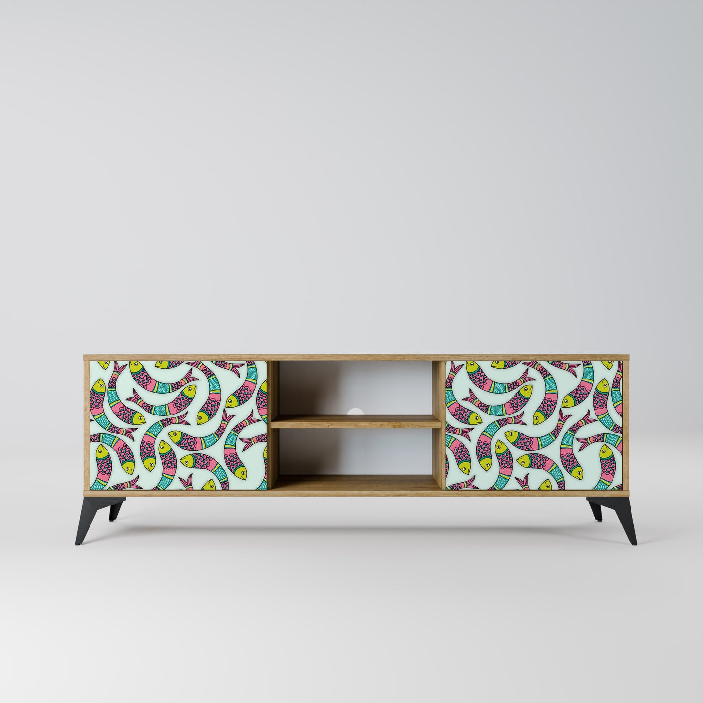 INDIAN FISH 2-Door TV Stand in Oak Effect