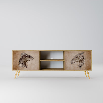 STEAMPUNK CLAN 2-Door TV Stand in Oak Effect