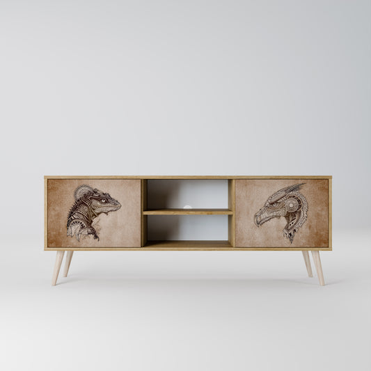 STEAMPUNK CLAN 2-Door TV Stand in Oak Effect