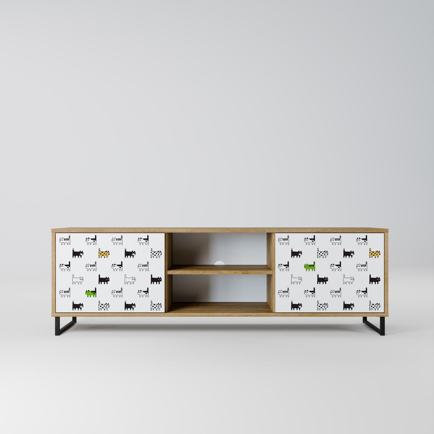 CATS COMPILATION 2-Door TV Stand in Oak Effect