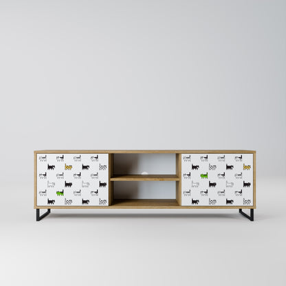 CATS COMPILATION 2-Door TV Stand in Oak Effect