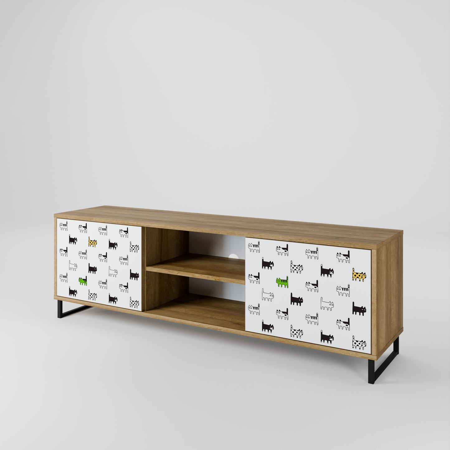 CATS COMPILATION 2-Door TV Stand in Oak Effect