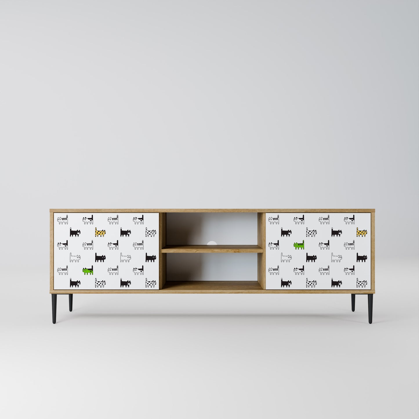 CATS COMPILATION 2-Door TV Stand in Oak Effect