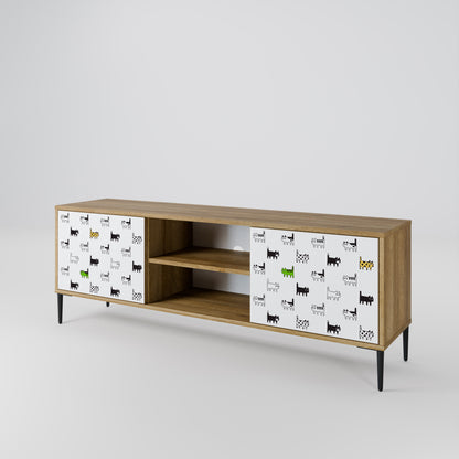 CATS COMPILATION 2-Door TV Stand in Oak Effect