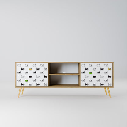 CATS COMPILATION 2-Door TV Stand in Oak Effect