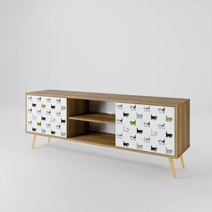 CATS COMPILATION 2-Door TV Stand in Oak Effect