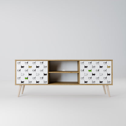 CATS COMPILATION 2-Door TV Stand in Oak Effect