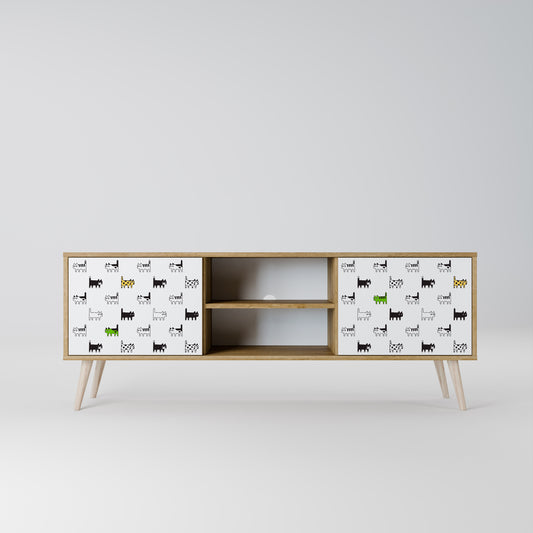 CATS COMPILATION 2-Door TV Stand in Oak Effect