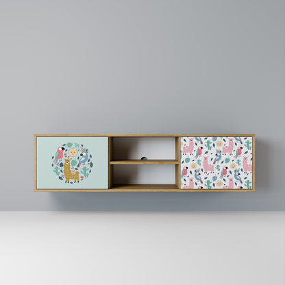 COLORFUL ALPACAS 2-Door TV Stand in Oak Effect