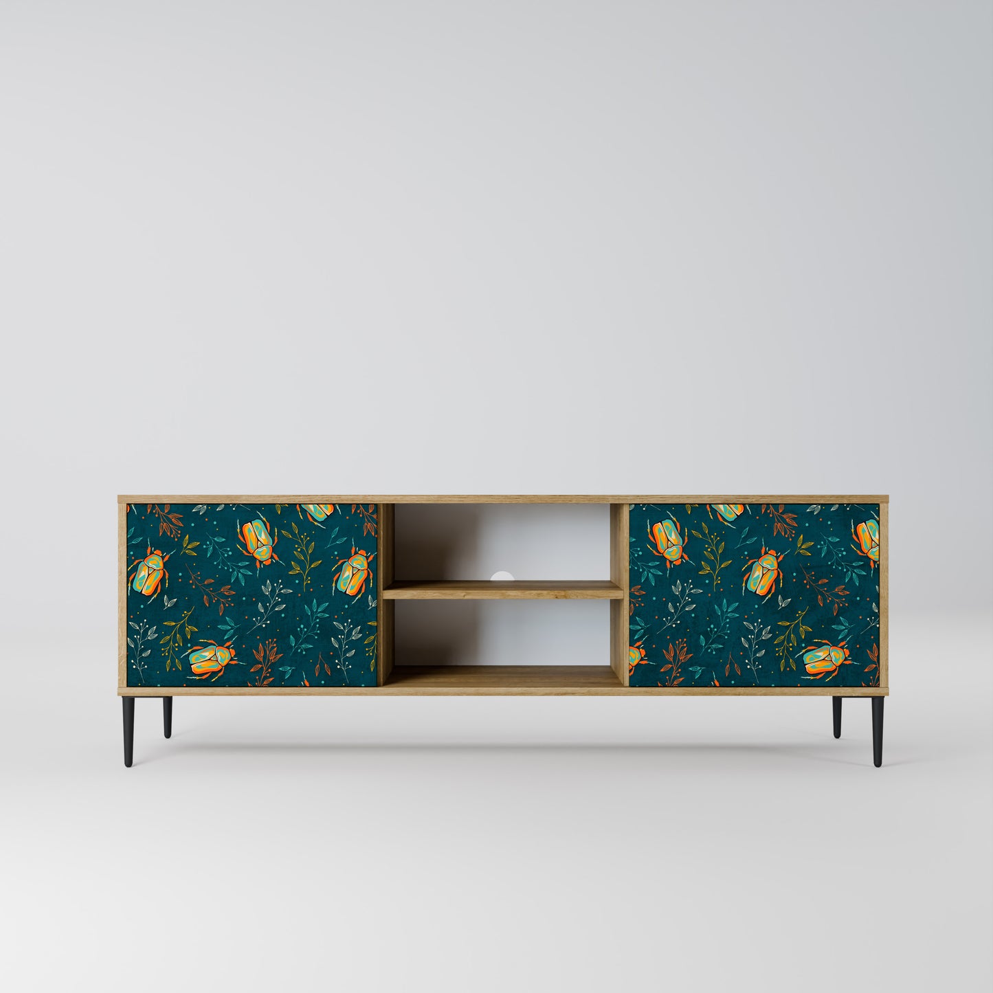 AUTUMN INSECTS 2-Door TV Stand in Oak Effect