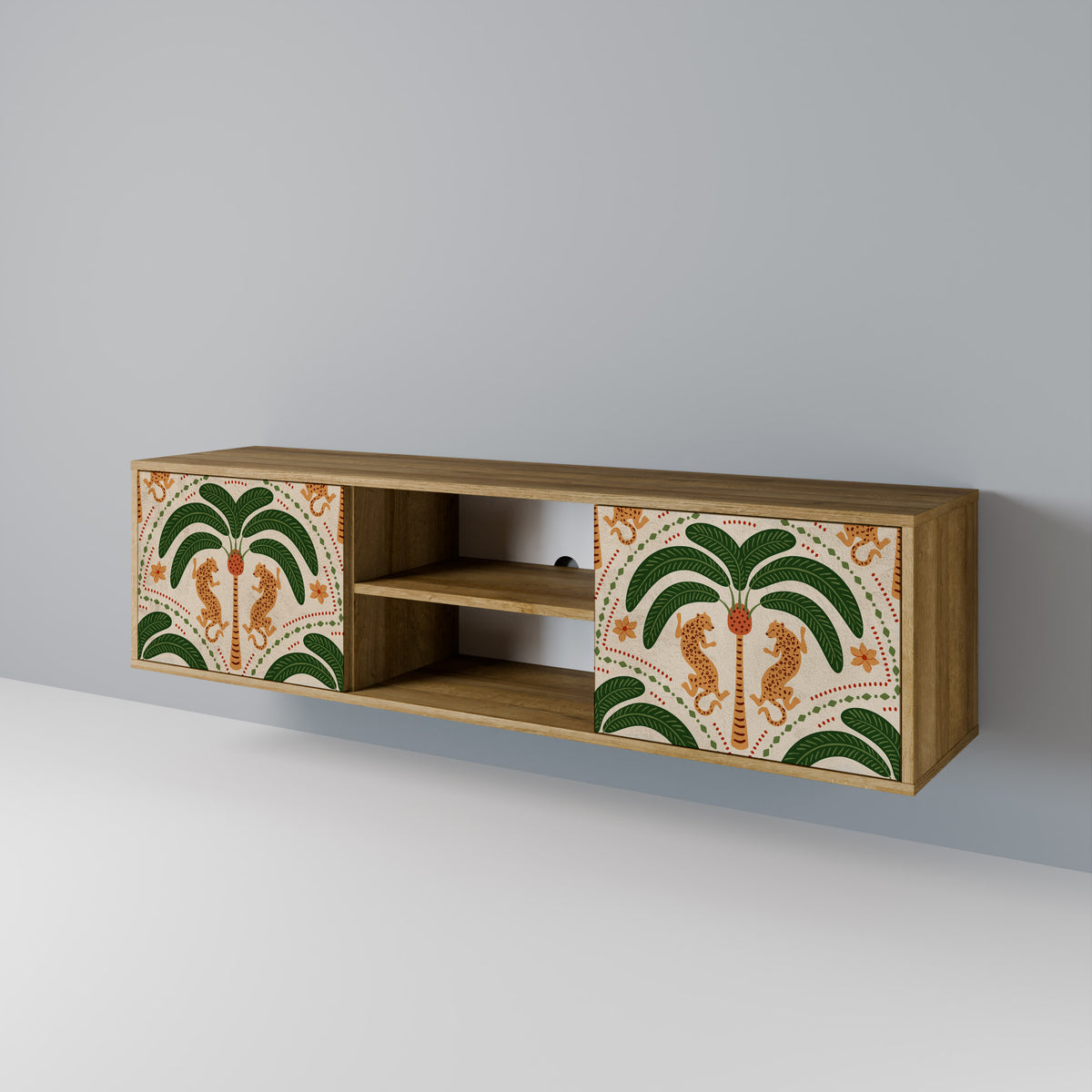 DANCING PREDATORS TV-bänk med två dörrar