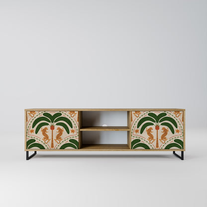 DANCING PREDATORS 2-Door TV Stand in Oak Effect
