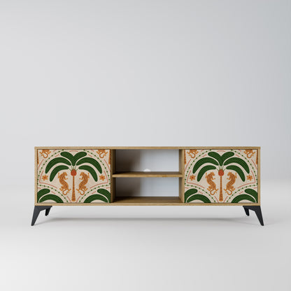 DANCING PREDATORS 2-Door TV Stand in Oak Effect