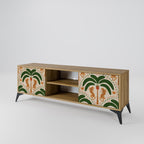 DANCING PREDATORS 2-Door TV Stand in Oak Effect