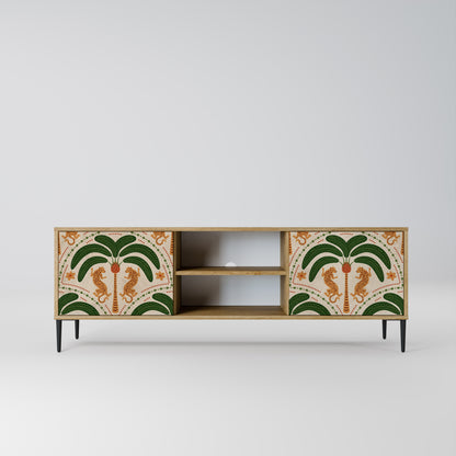 DANCING PREDATORS 2-Door TV Stand in Oak Effect