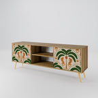 DANCING PREDATORS 2-Door TV Stand in Oak Effect