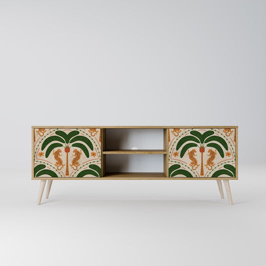 DANCING PREDATORS 2-Door TV Stand in Oak Effect