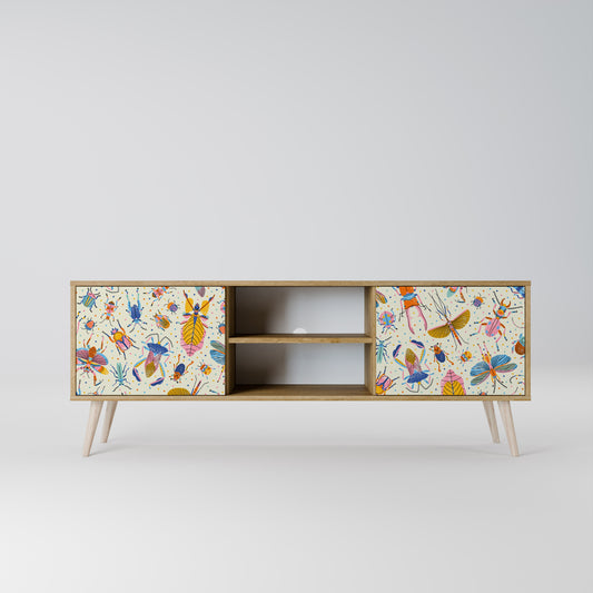 COLORFUL INSECTS 2-Door TV Stand in Oak Effect