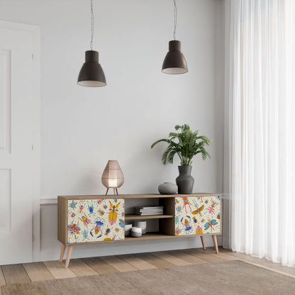 COLORFUL INSECTS 2-Door TV Stand in Oak Effect