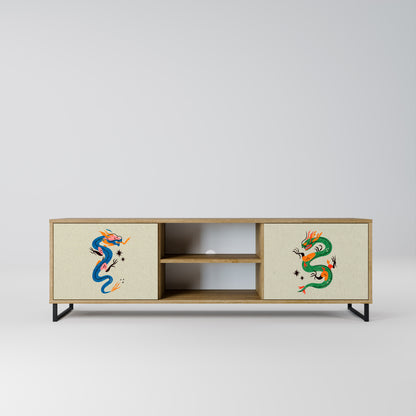 MYTHOLOGICAL CREATURES 2-Door TV Stand in Oak Effect