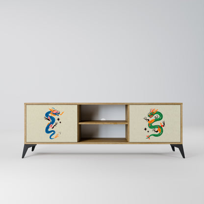 MYTHOLOGICAL CREATURES 2-Door TV Stand in Oak Effect