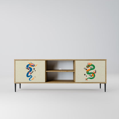 MYTHOLOGICAL CREATURES 2-Door TV Stand in Oak Effect