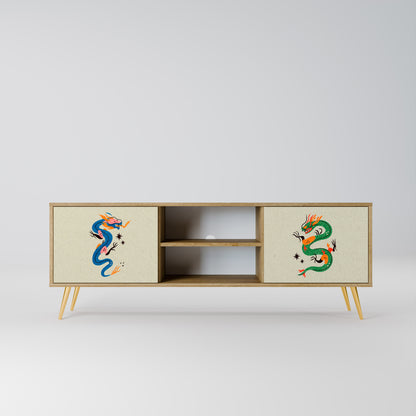MYTHOLOGICAL CREATURES 2-Door TV Stand in Oak Effect