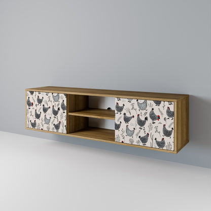 HAPPY HENS 2-Door TV Stand in Oak Effect