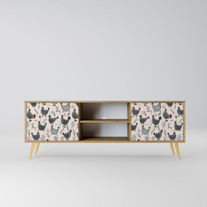 HAPPY HENS 2-Door TV Stand in Oak Effect