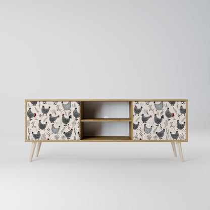 HAPPY HENS 2-Door TV Stand in Oak Effect