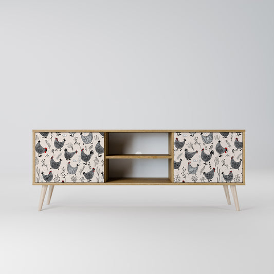 HAPPY HENS 2-Door TV Stand in Oak Effect