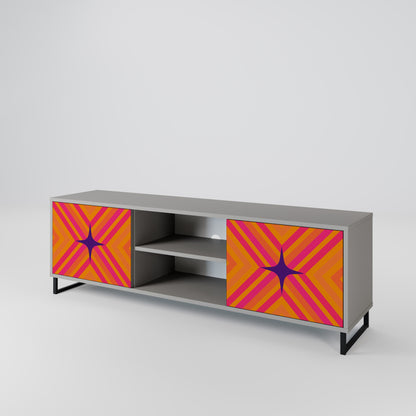GEOMETRIC BRILLIANCE 2-dörrars TV-bänk i grå finish