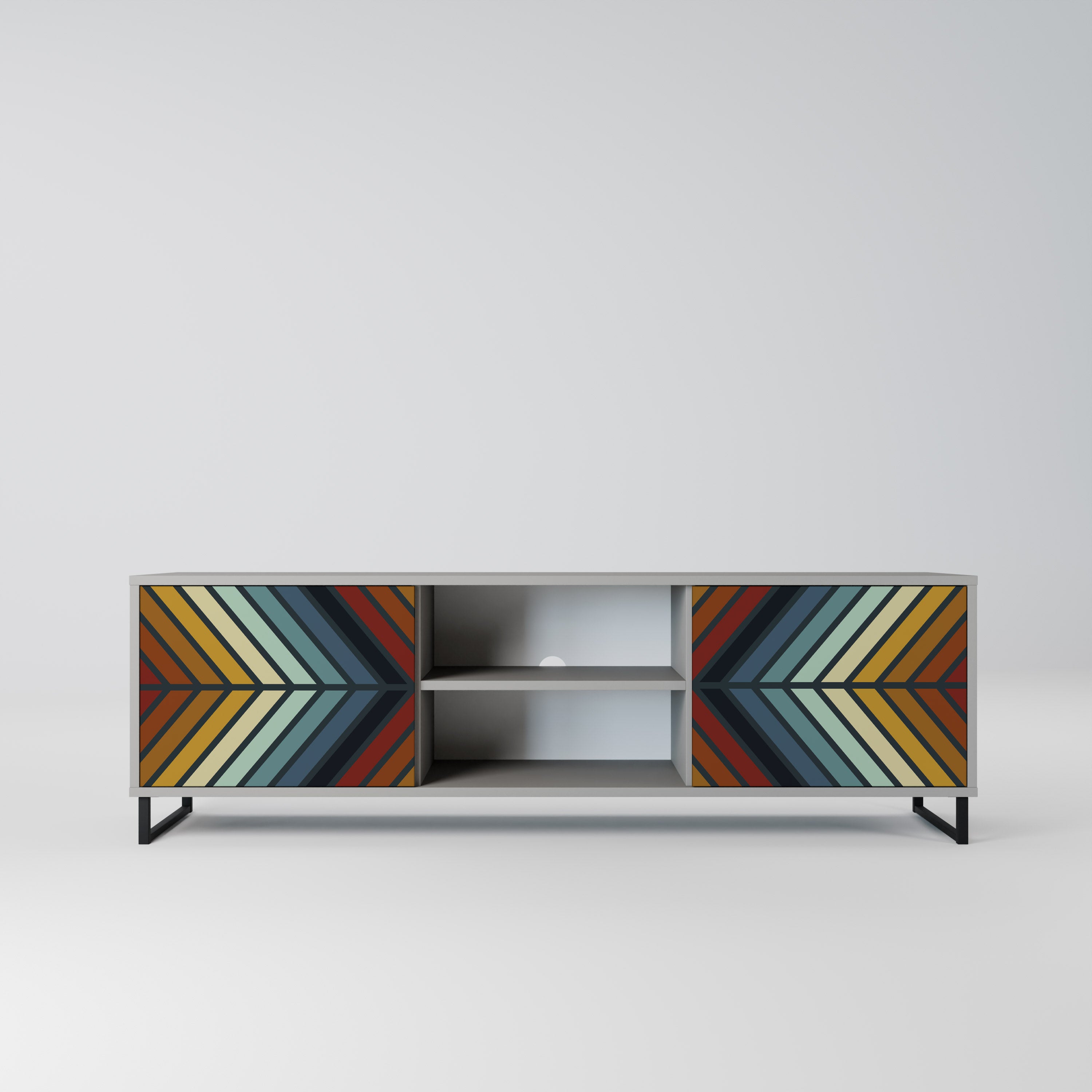 INDIGENOUS ZIGZAG 2-dörrars TV-bänk i grå finish