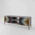 INDIGENOUS ZIGZAG 2-Door TV Stand in Grey Finish