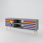 COLORFUL DIVERSION 2-Door TV Stand in Grey Finish