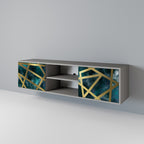 THE LABYRINTH OF GOLD 2-Door TV Stand in Grey Finish