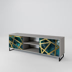 THE LABYRINTH OF GOLD 2-Door TV Stand in Grey Finish