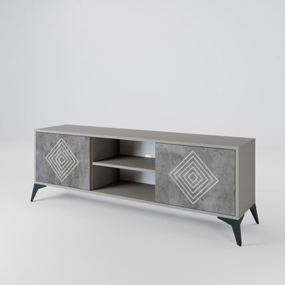 POLYGONAL ARTISTRY 2-dörrars TV-bänk i grå finish