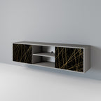 BRIGHT MESH 2-Door TV Stand in Grey Finish