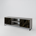 BRIGHT MESH 2-Door TV Stand in Grey Finish