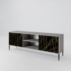 BRIGHT MESH 2-Door TV Stand in Grey Finish