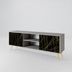 BRIGHT MESH 2-Door TV Stand in Grey Finish